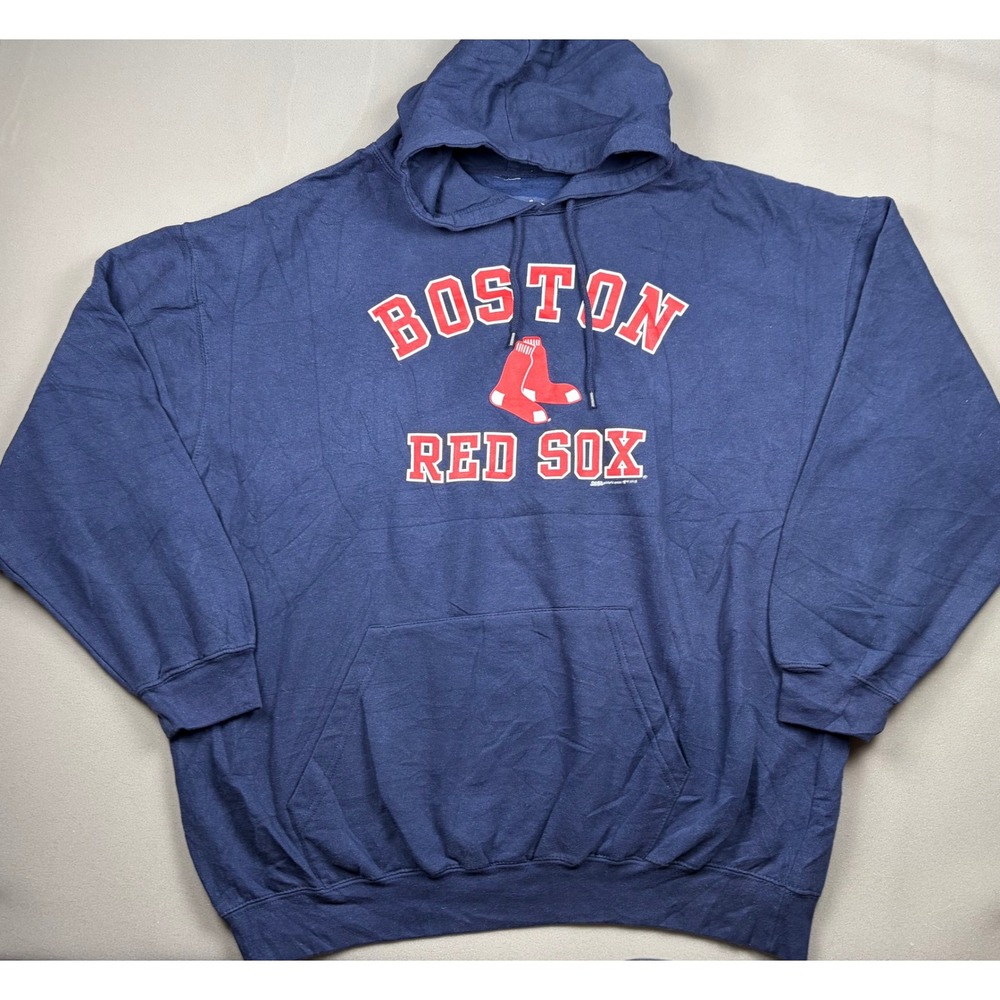 Boston Red Sox Stitches Hoodie Mens 2XL Navy Blue Pullover Sweatshirt MLB